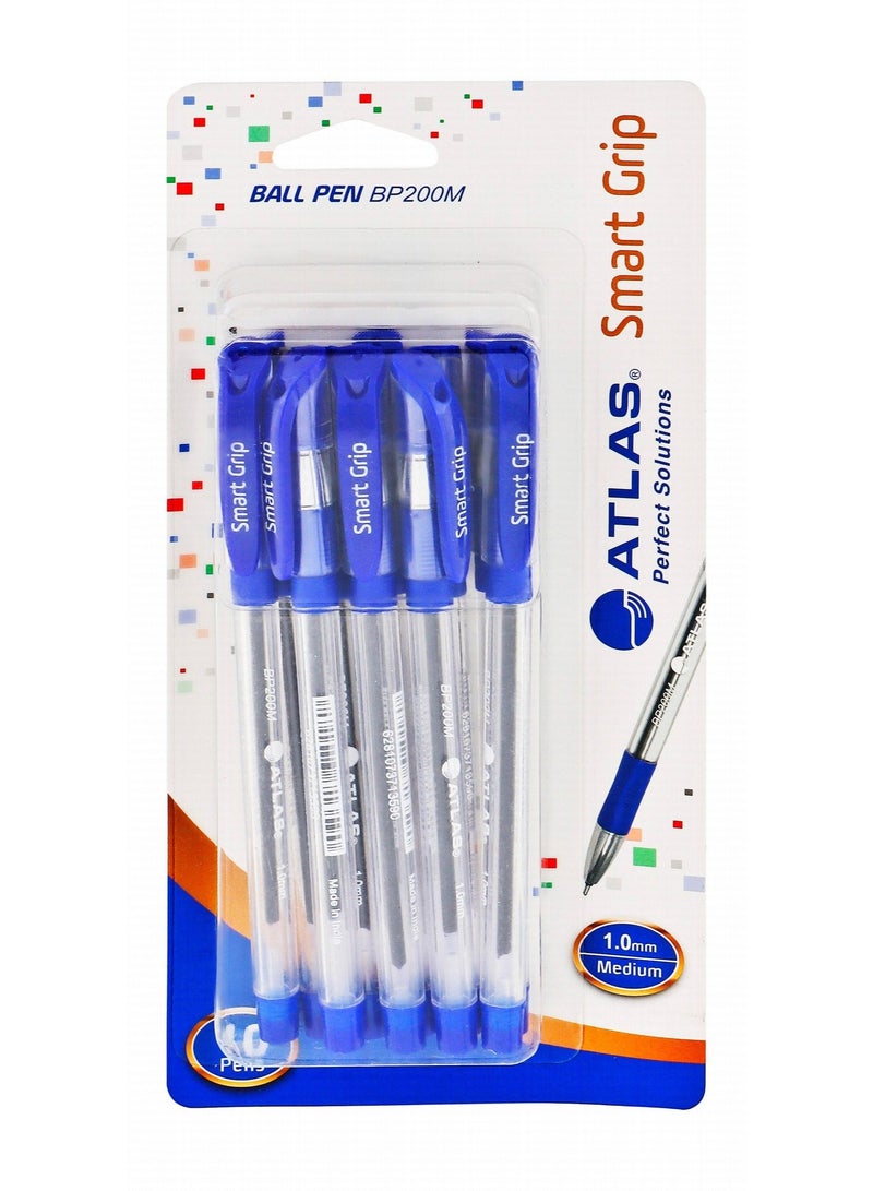 10-Piece Smart Grip Ballpoint Pen 1.0mm Tip Blue Ink
